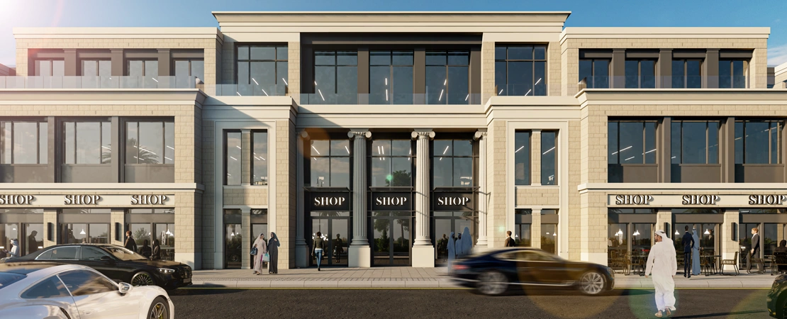 Architectural facade design of Al Takhasusi Offices by Al Maamaar Engineering