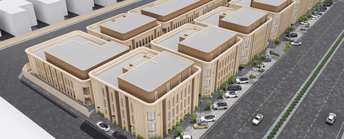Contemporary residential buildings with modern architectural design in Riyadh