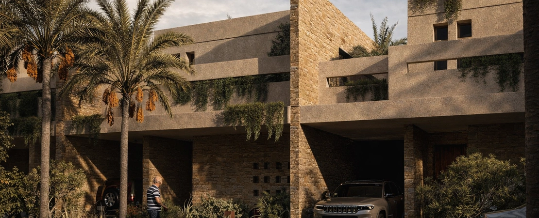 توزيع الوحدات السكنية في مشروع THE CAVE على امتداد الوادي الطبيعي مع إطلالات هادئة وخصوصية عالية
